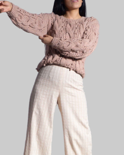 Handmade Chunky Alpaca Cable Knit Sweater | Slouchy Pullover