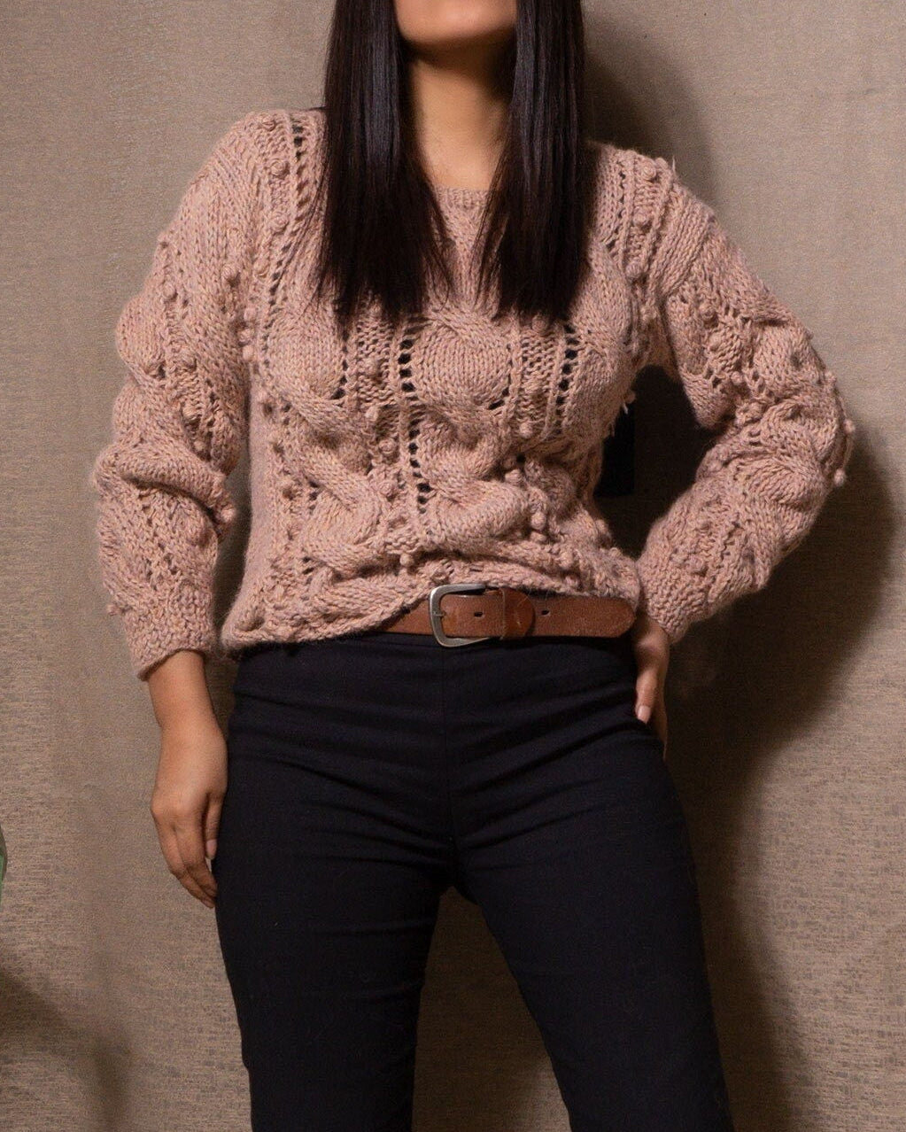 Handmade Chunky Alpaca Cable Knit Sweater | Slouchy Pullover