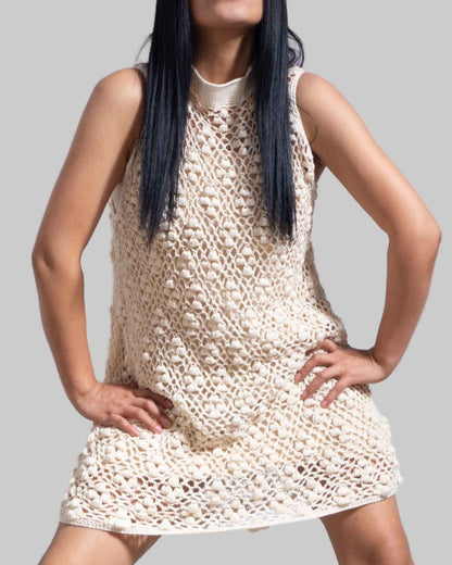 Floral Crochet Organic Cotton Dress | Sustainable Party Top