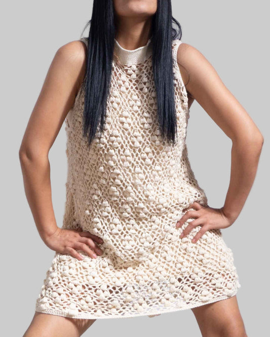 Floral Crochet Organic Cotton Dress | Sustainable Party Top