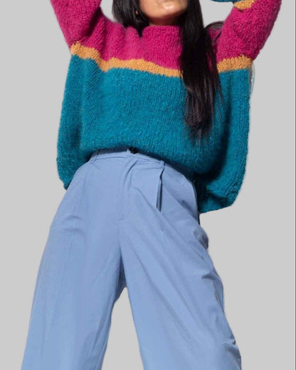 Hand Knit Alpaca Crop Sweater | Slouchy Oversized Winter Top