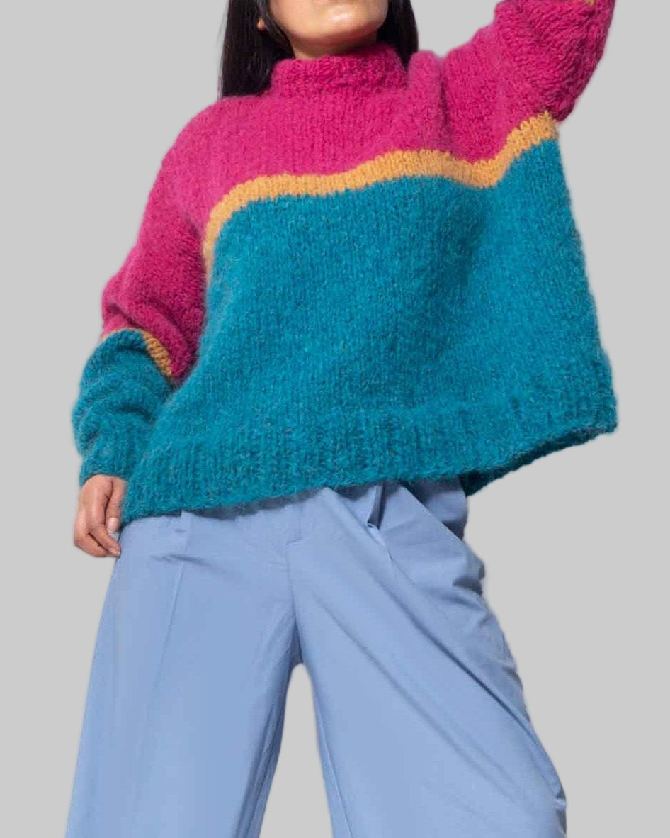 Hand Knit Alpaca Crop Sweater | Slouchy Oversized Winter Top