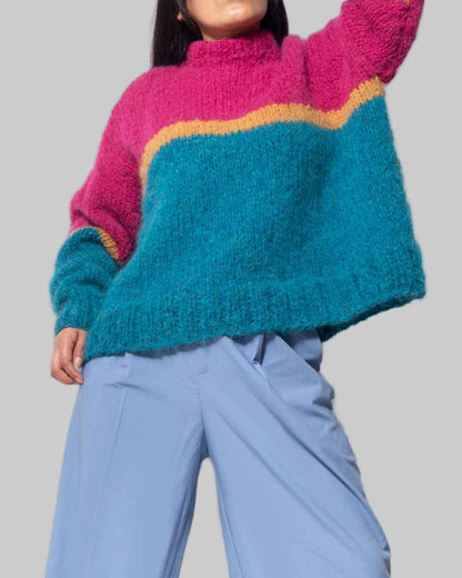 Hand Knit Alpaca Crop Sweater | Slouchy Oversized Winter Top