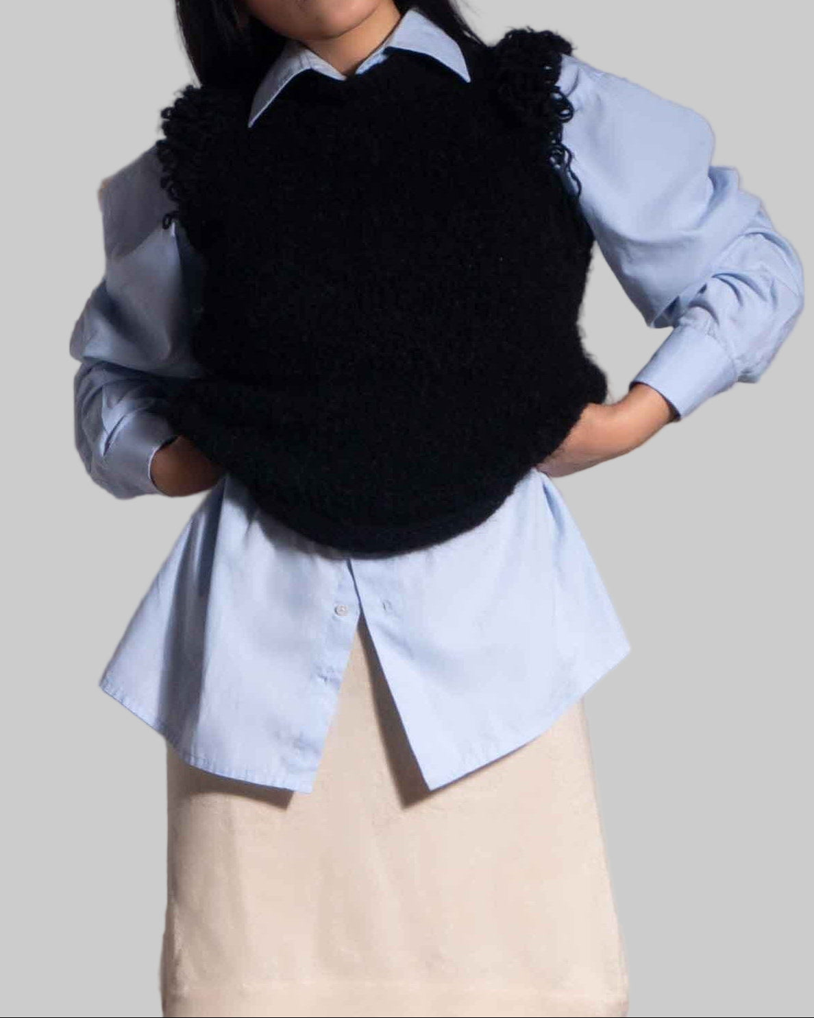 Handmade Black Alpaca Knit Vest | Women's Wool Sweater Vest