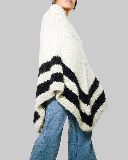 Handmade Alpaca Poncho Cape Sweater | Asymmetrical Knit