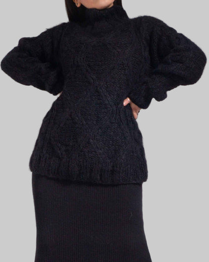 Chunky Cable Knit Alpaca Sweater | Slouchy Oversized Pullover
