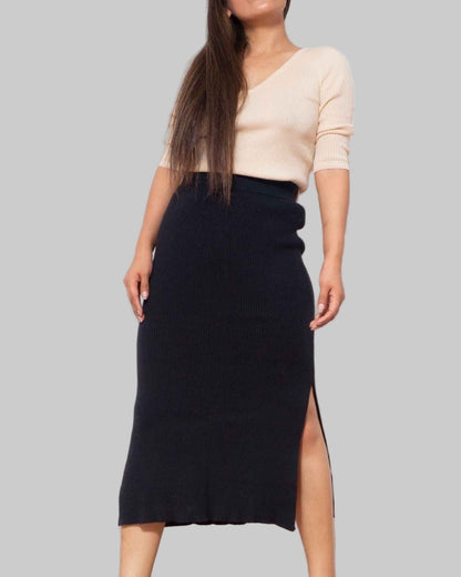 Organic Cotton Knit Midi Skirt | Sustainable Pencil Skirt