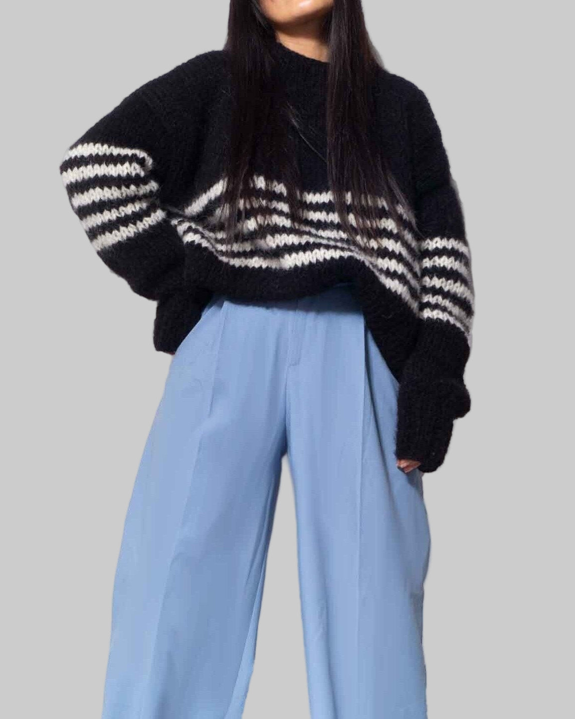 Handmade Chunky Knit Alpaca Sweater | Cropped Pullover