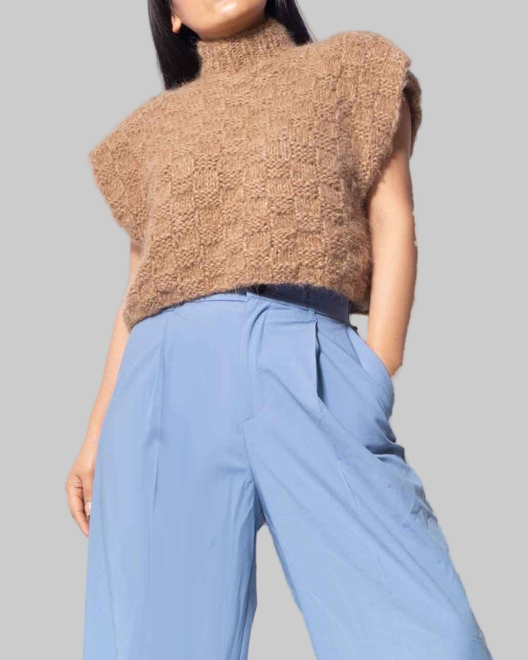 Handmade Alpaca Knit Sweater Vest | Cable Knit Wool Blend