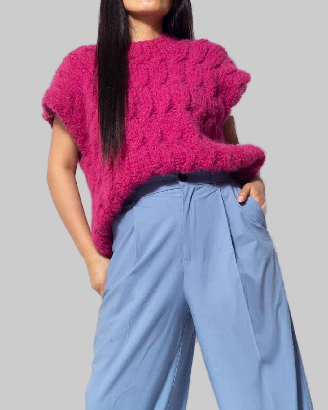 Handmade Alpaca Cable Knit Sweater Vest | Women's Wool Vest