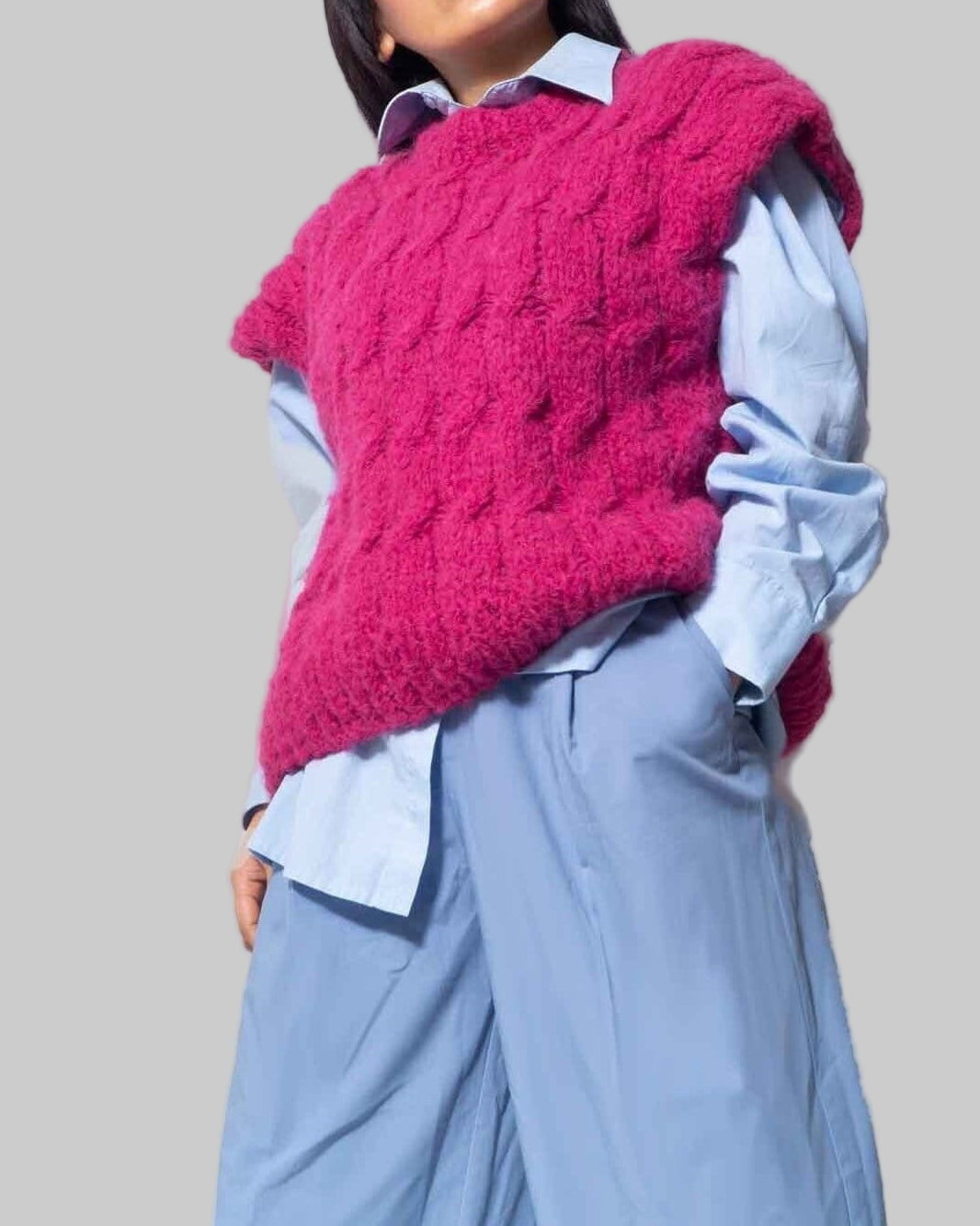 Handmade Alpaca Cable Knit Sweater Vest | Women's Wool Vest