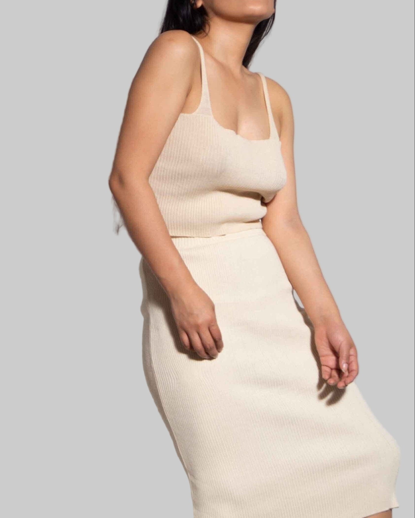 Organic Cotton Knit Top and Skirt Set | Sustainable Women's Clothing