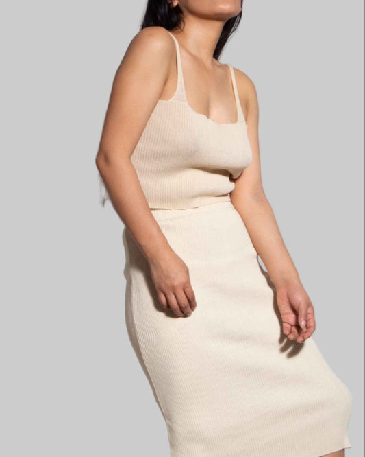 Organic Cotton Knit Top and Skirt Set | Sustainable Women's Clothing