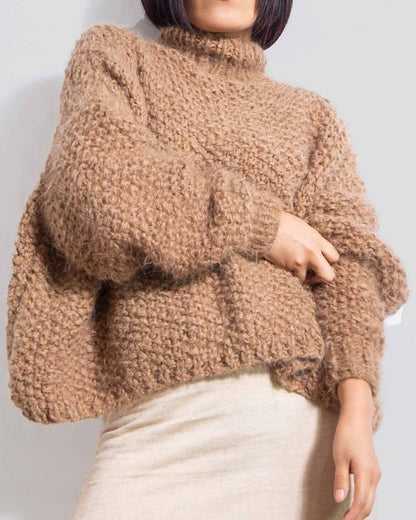 Chunky Knit Alpaca Turtleneck Sweater | Oversized Slouchy Pullover