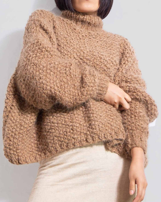Chunky Knit Alpaca Turtleneck Sweater | Oversized Slouchy Pullover