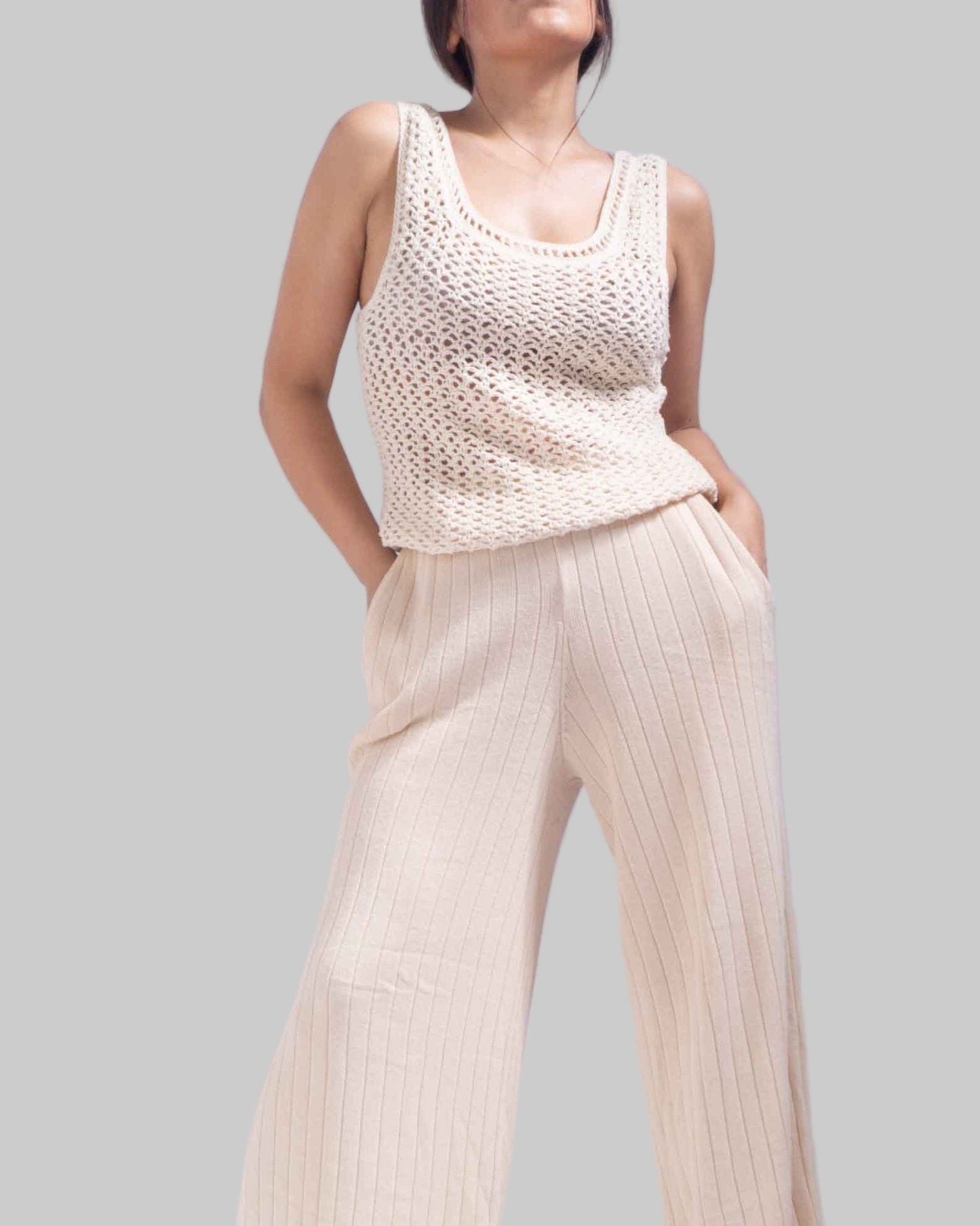 Crochet Organic Pima Cotton Tank Top - Handmade Knitwear