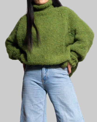 Oversized Knit Alpaca Turtleneck Sweater | Chunky Wool Blend