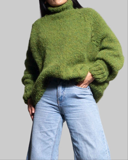 Oversized Knit Alpaca Turtleneck Sweater | Chunky Wool Blend