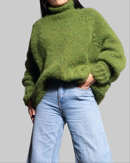 Oversized Knit Alpaca Turtleneck Sweater | Chunky Wool Blend