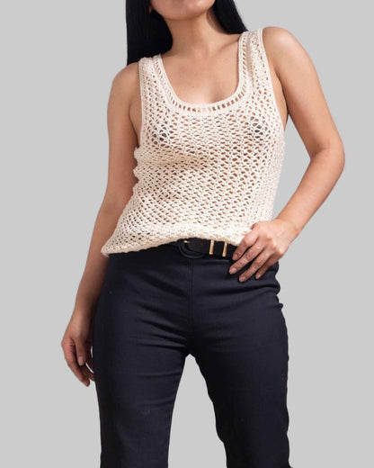 Crochet summer tan top womens/ Eco Cotton crochet Cocktail top/ handmade crochet top/ by SONQO