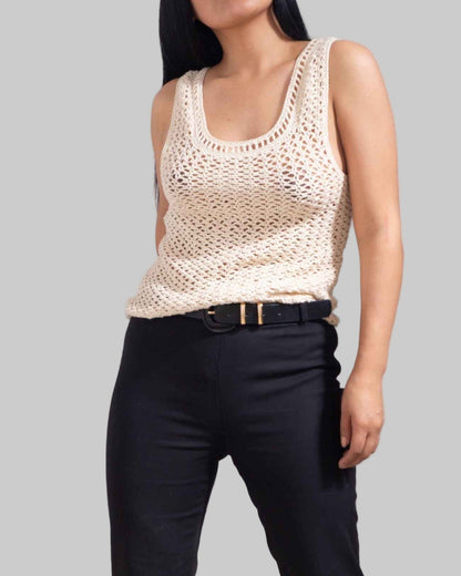 Crochet summer tan top womens/ Eco Cotton crochet Cocktail top/ handmade crochet top/ by SONQO