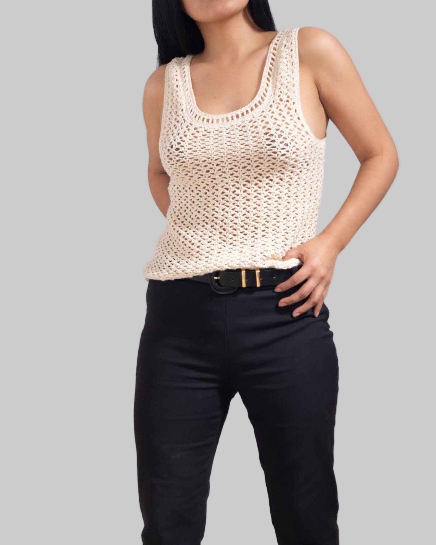 Crochet summer tan top womens/ Eco Cotton crochet Cocktail top/ handmade crochet top/ by SONQO