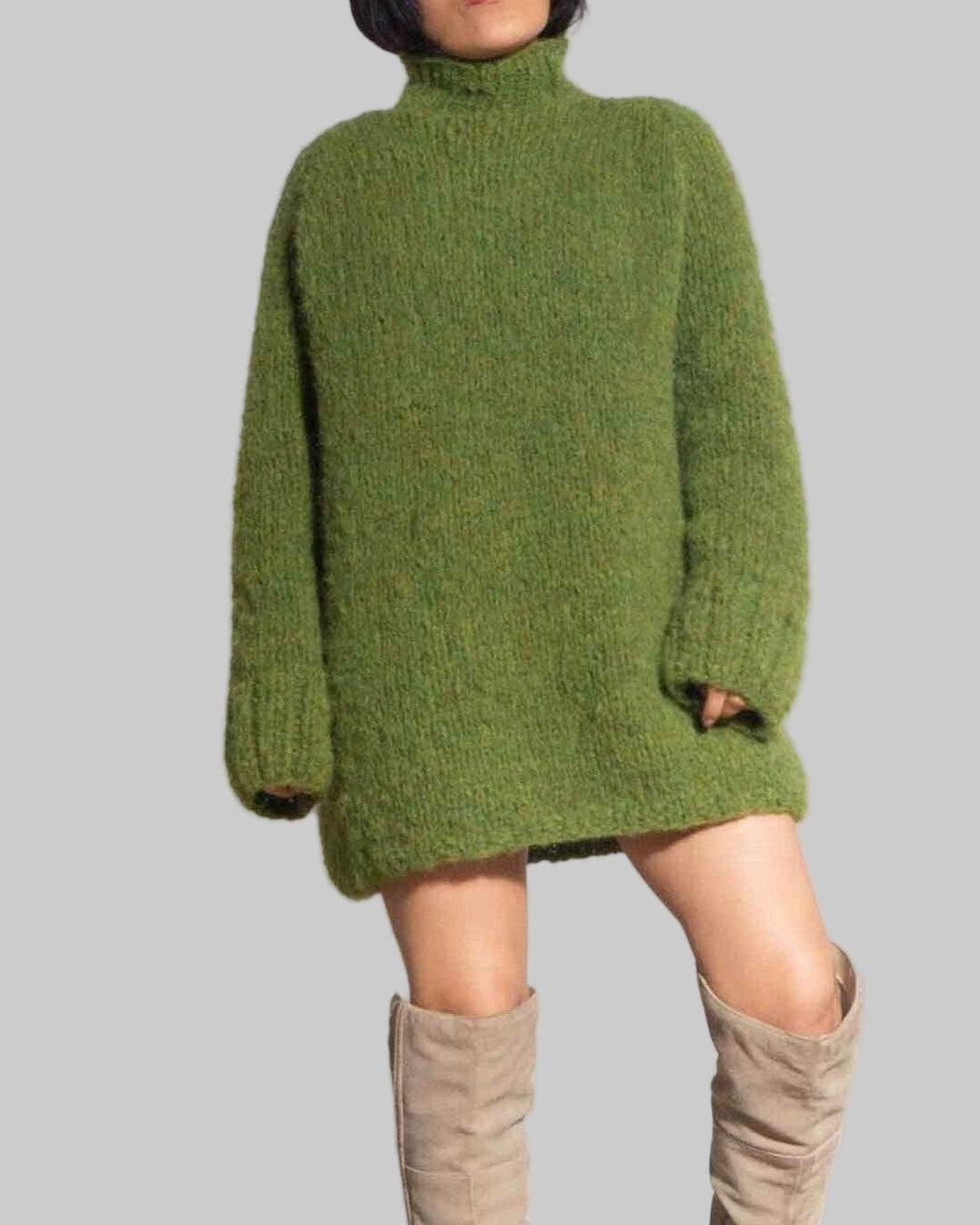 Chunky Alpaca Knit Sweater Dress | Oversized Winter Knitwear
