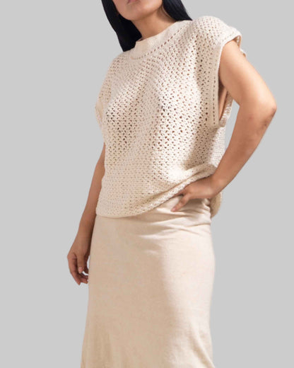 Handmade Crochet Tank Top: Organic Eco Cotton Knit Blouse