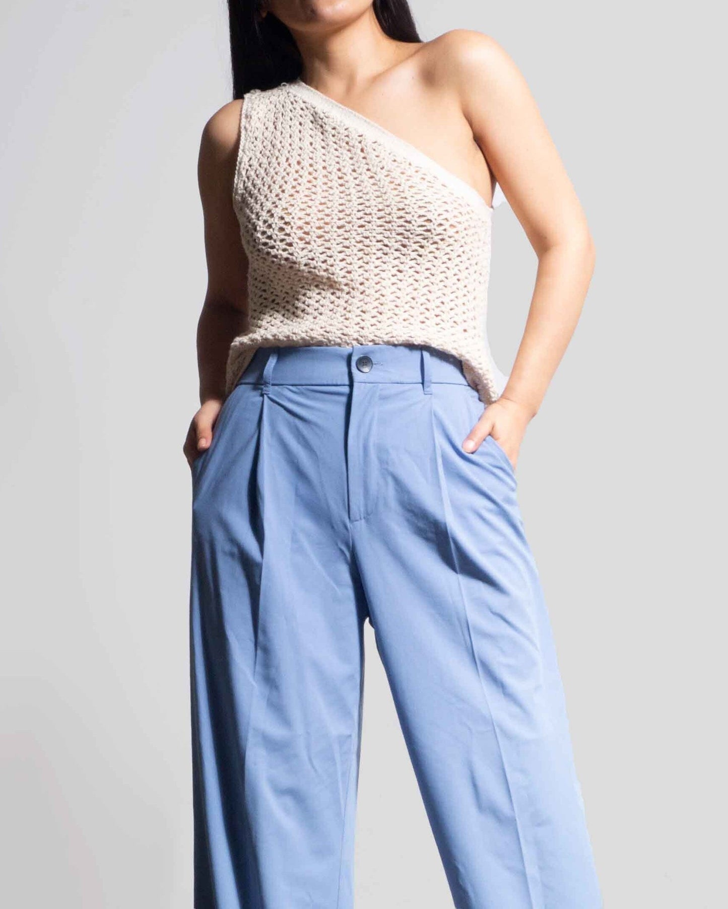 Crochet One Shoulder Organic Cotton Tank Top | Asymmetric Designer Top