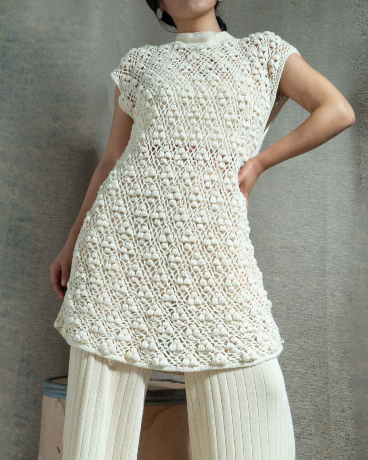 Handmade Crochet Organic Cotton Tunic Dress | Sustainable Knit Top