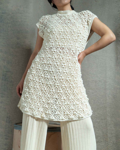 Handmade Crochet Organic Cotton Tunic Dress | Sustainable Knit Top