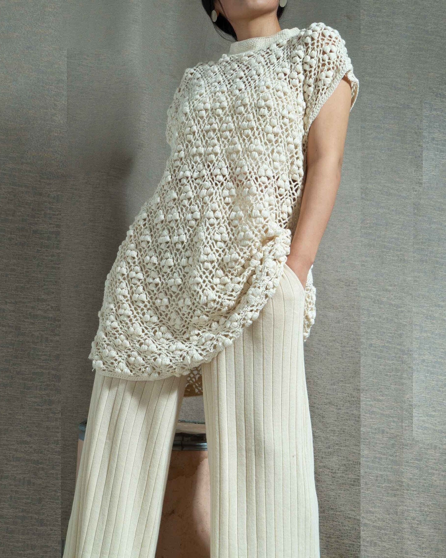 Handmade Crochet Organic Cotton Tunic Dress | Sustainable Knit Top