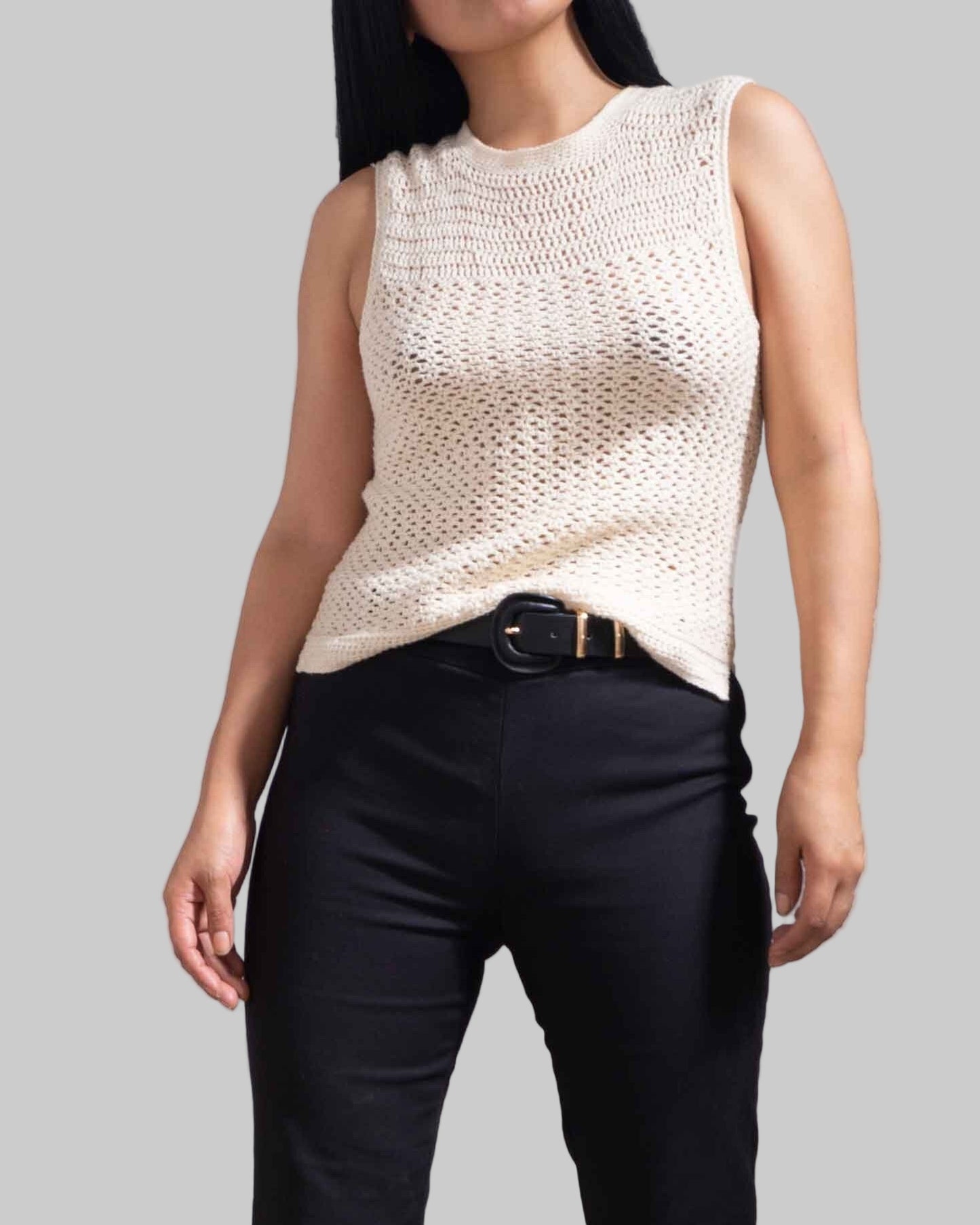 Handmade Crochet Pima Cotton Tank Top | Asymmetric Neckline