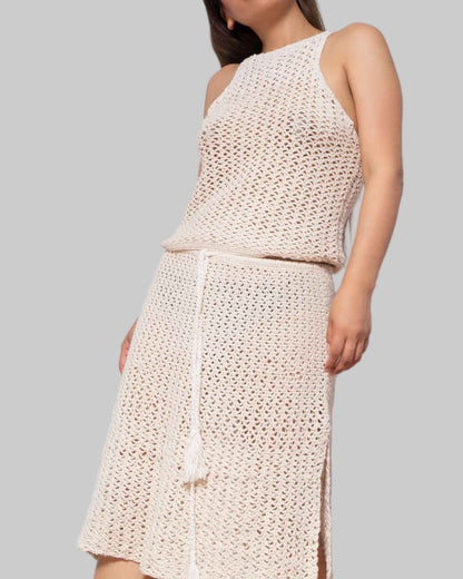 Handmade Organic Cotton Crochet Top and Skirt Set