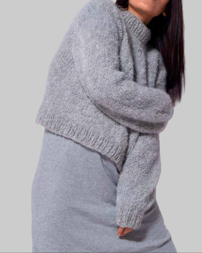 Hand Knitted Gray Alpaca Sweater | Sustainable Wool Jumper
