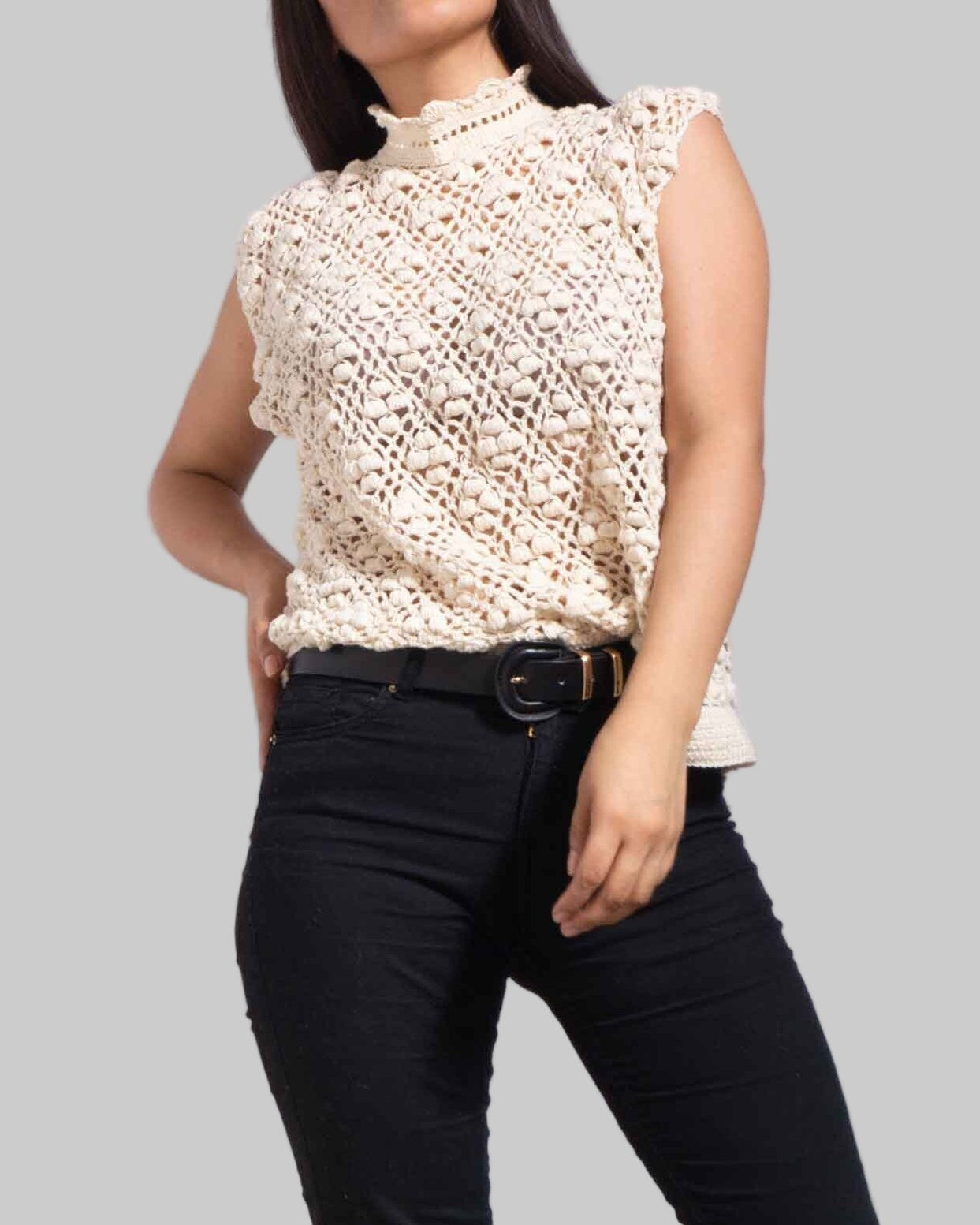 Crochet Organic Cotton Tank Top | Handmade Floral Blouse