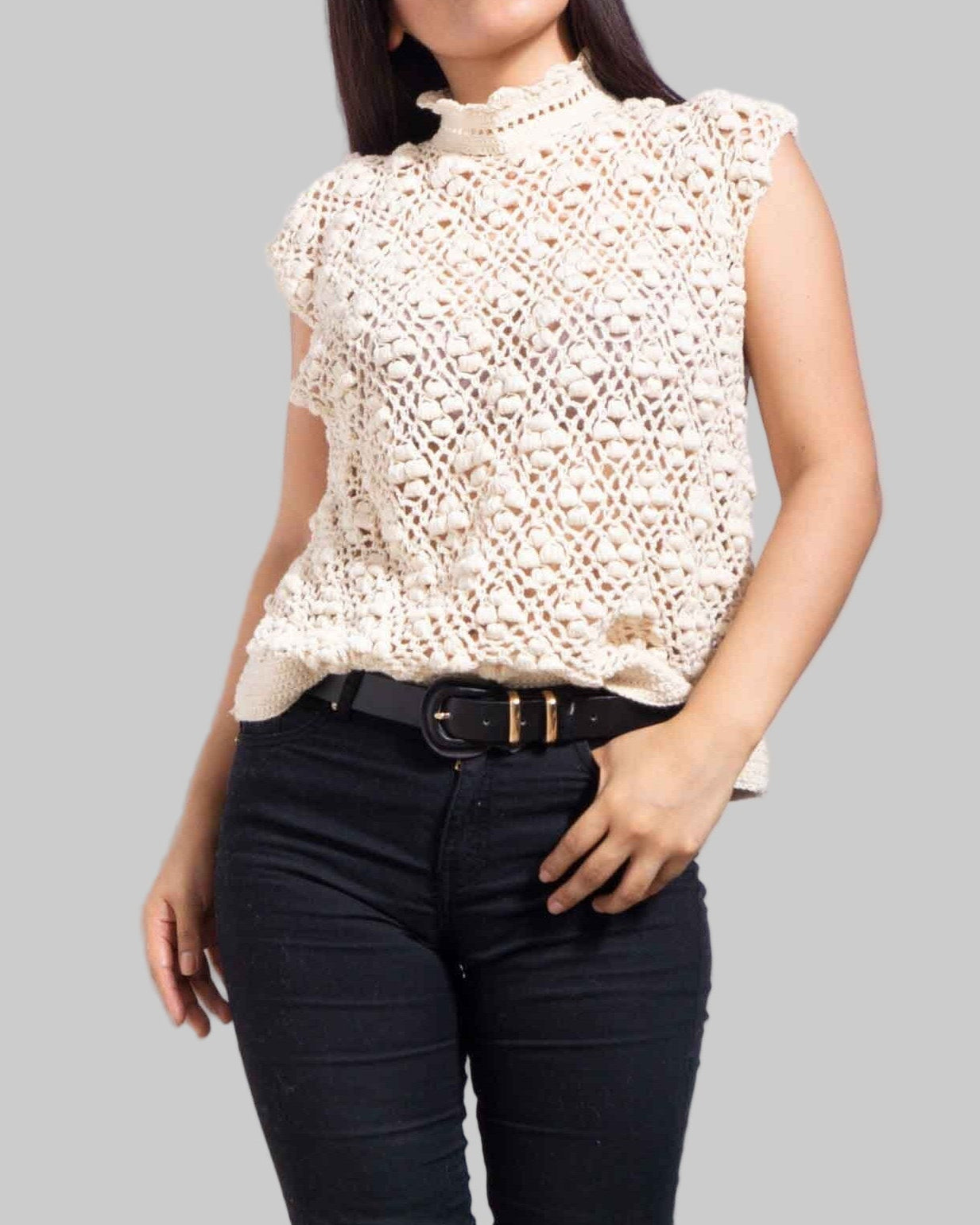 Crochet Organic Cotton Tank Top | Handmade Floral Blouse