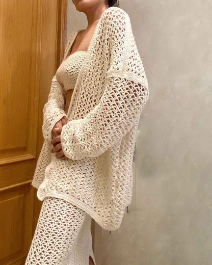 Handmade organic cotton Oversized Crochet Cardigan | Sustainable Knitwear