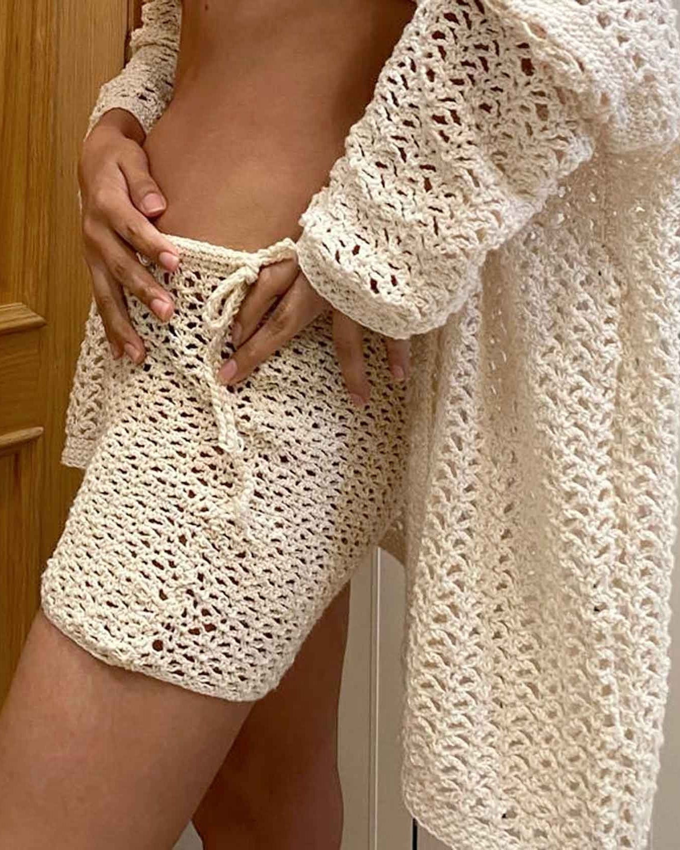 Crochet Cotton High Waisted Shorts | Eco Knit Summer Short