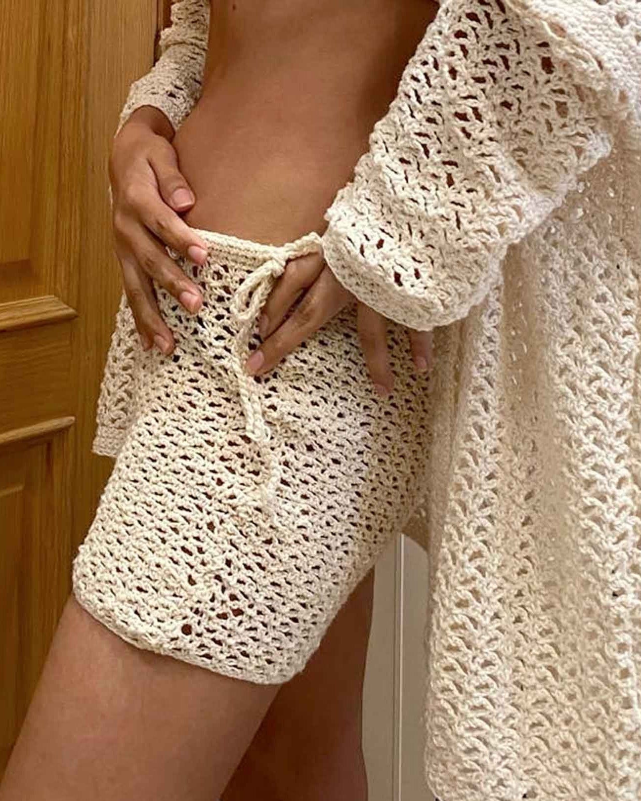 Crochet High Waisted Shorts | Organic Cotton Knit