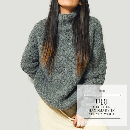 Chunky Knit Alpaca Sweater Dress | Oversized Slouchy Winter Wrap