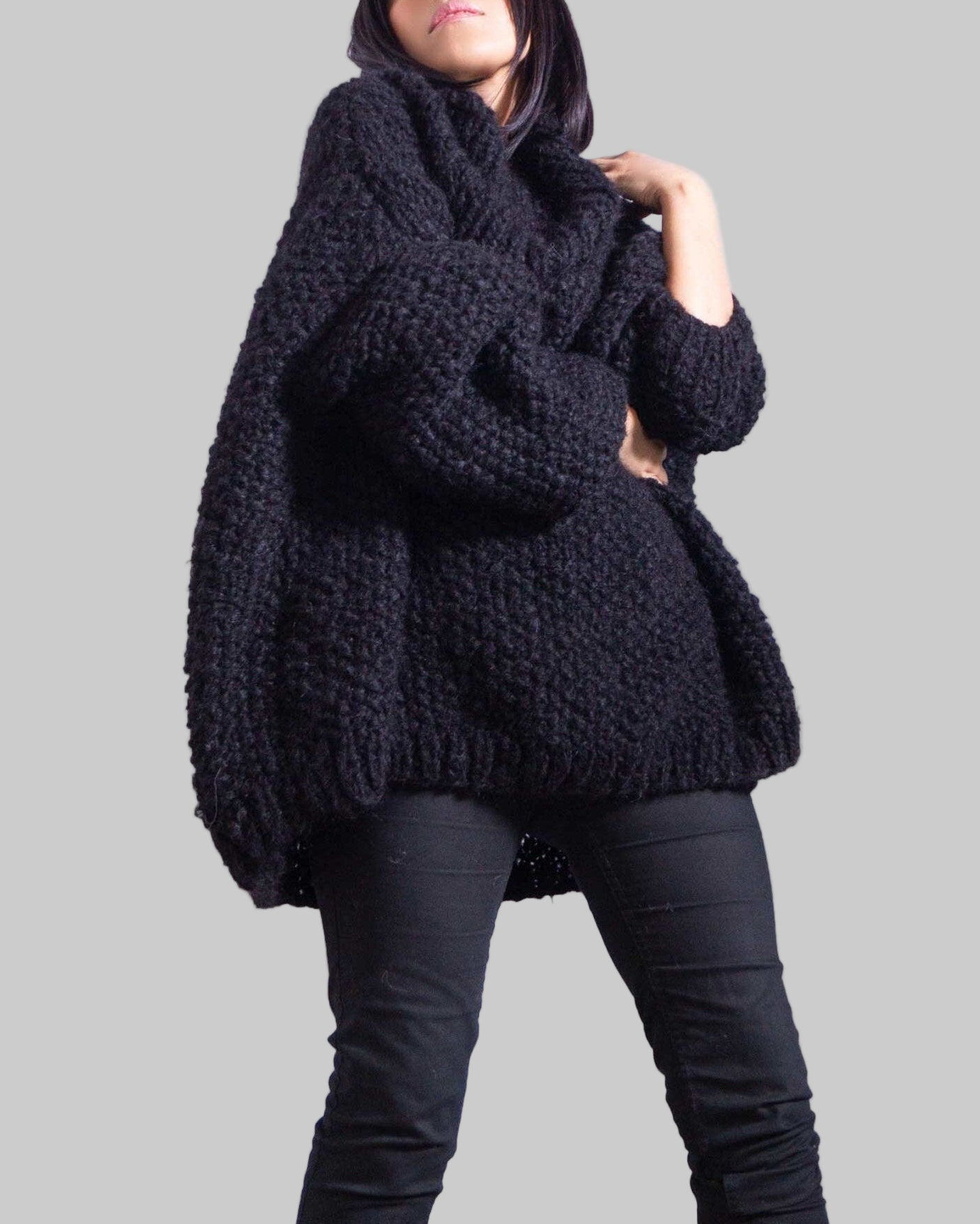 Hand Knit Oversized Alpaca Sweater | Chunky Turtleneck Pullover