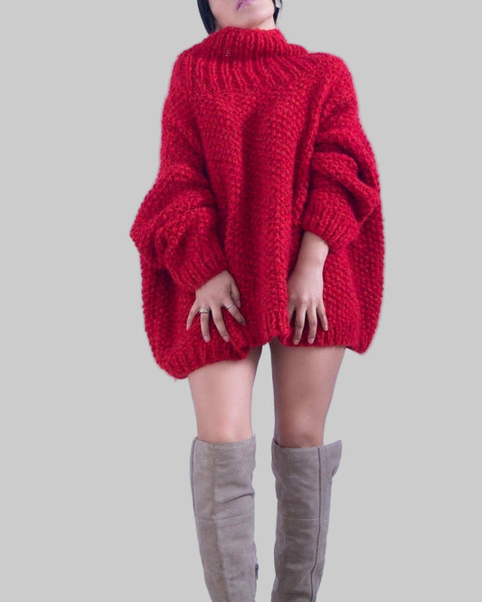 Hand Knit Oversized Alpaca Sweater | Chunky Turtleneck Pullover