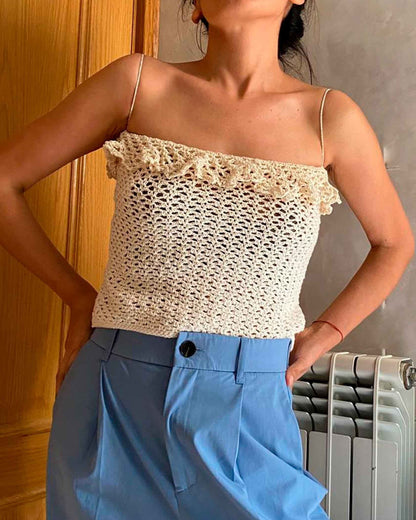 Handmade Pima Cotton Crochet Crop Top | Boho Summer Tube Top