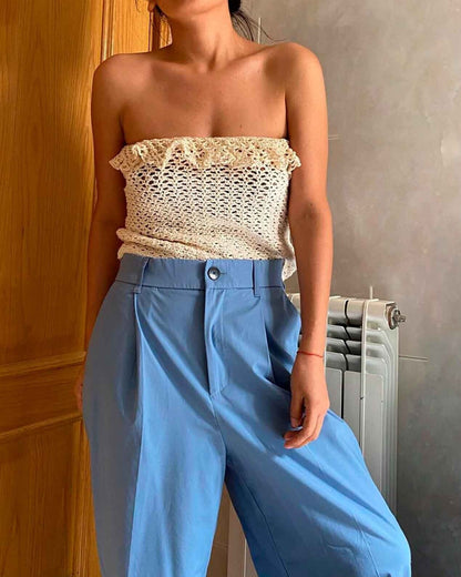 Handmade Pima Cotton Crochet Crop Top | Boho Summer Tube Top