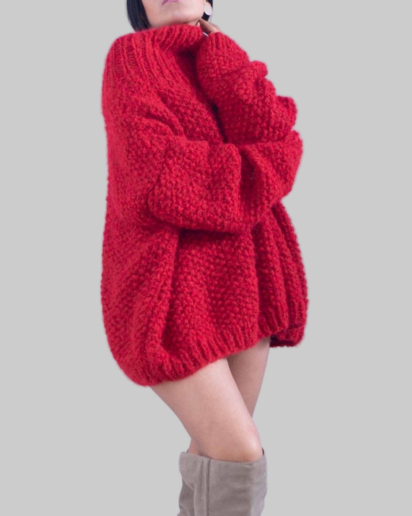 Hand Knit Oversized Alpaca Sweater | Chunky Turtleneck Pullover