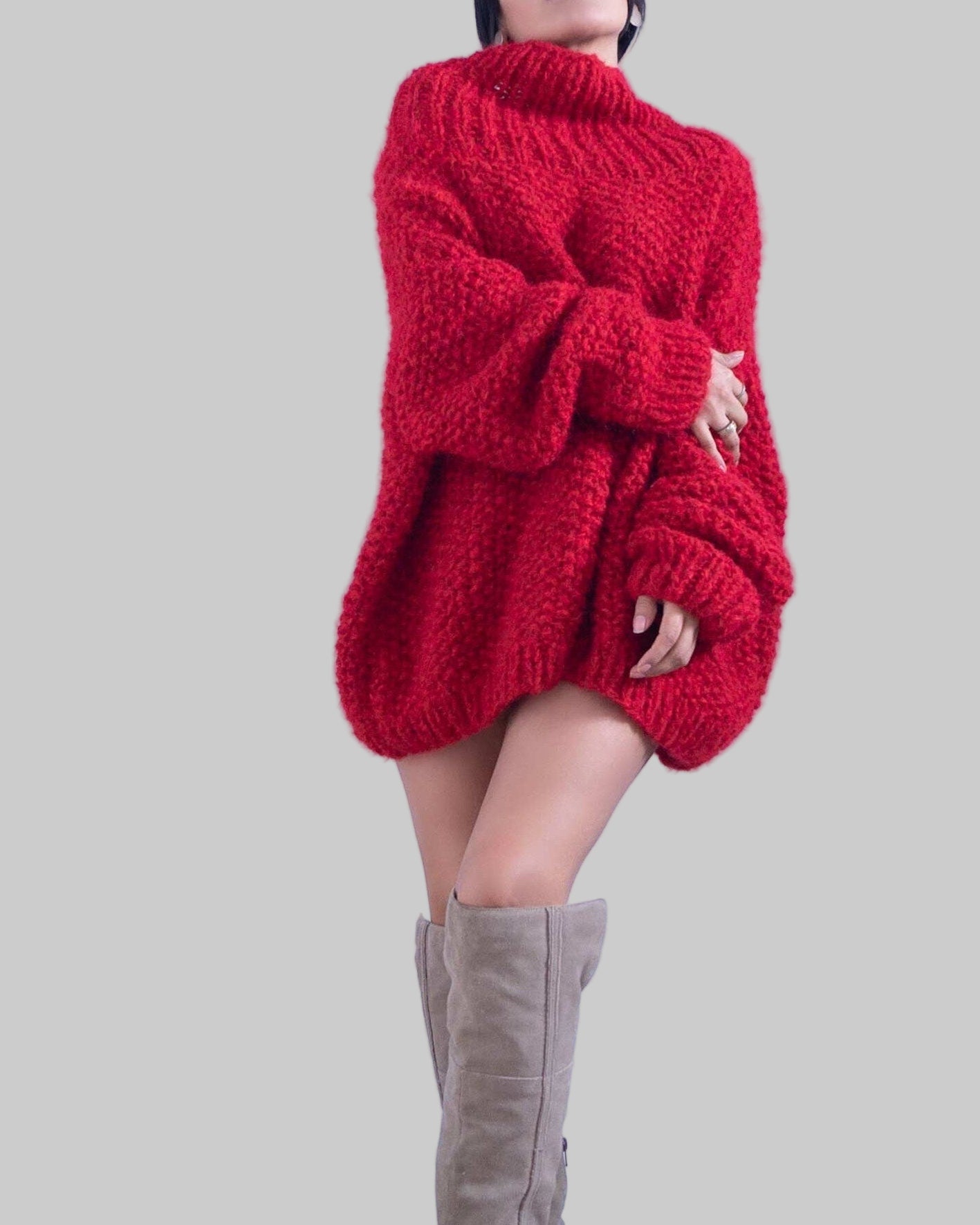 Hand Knit Oversized Alpaca Sweater | Chunky Turtleneck Pullover