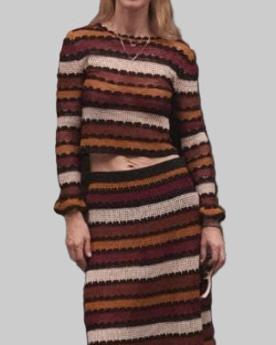 Handmade Alpaca Crochet Sweater Top - Women's V-Neck Jumper