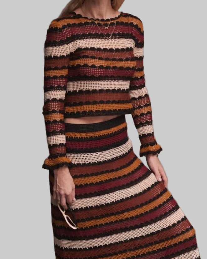 Handmade Alpaca Crochet Sweater Top - Women's V-Neck Jumper