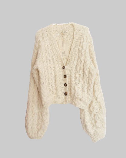 Handmade Alpaca Cable Knit Cardigan | Oversized Slouchy Wrap